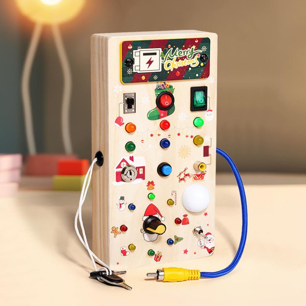 Montessori LED-Licht Beschäftigungsbrett, Holzschalter-Kontroll-Sensorikspielzeug, sensorisches Aktivitätsbrett