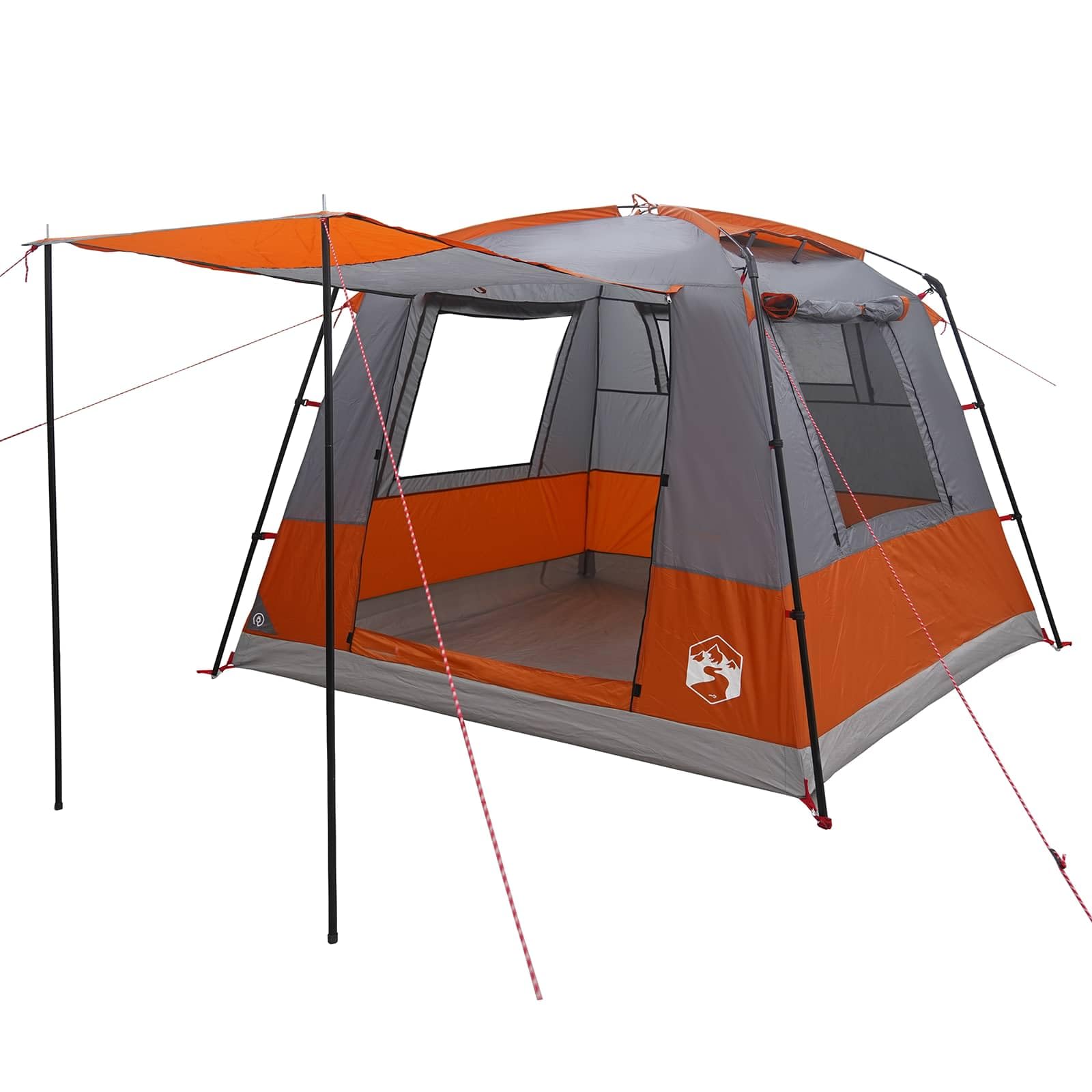 Toilettenzelt Grau und Orange 10 Personen 185T Polyester wasserdicht Camping Outdoor Zelt mit guter Belüftung und Stehhöhe für Familie Trekking Festival Natur