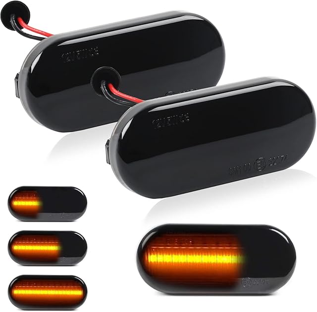 Turn Signal Light Dynamic Indicator, Side Marker Light Flowing LED Lamp Replacement for Golf 3, Polo, V-W, T5, Sharan, Passat 14805294(1 Pair)