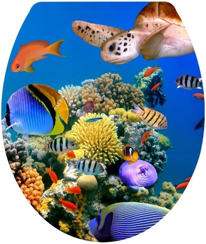 Underwater Marine Life Toilet Stickers Set 4pcs PVC Decals with Turtles, and Dolphins for Your For Bathroom Decoration Needs