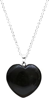 Gempires Love Heart Crystal Pendant Necklace for Women, Silver Plated 18...