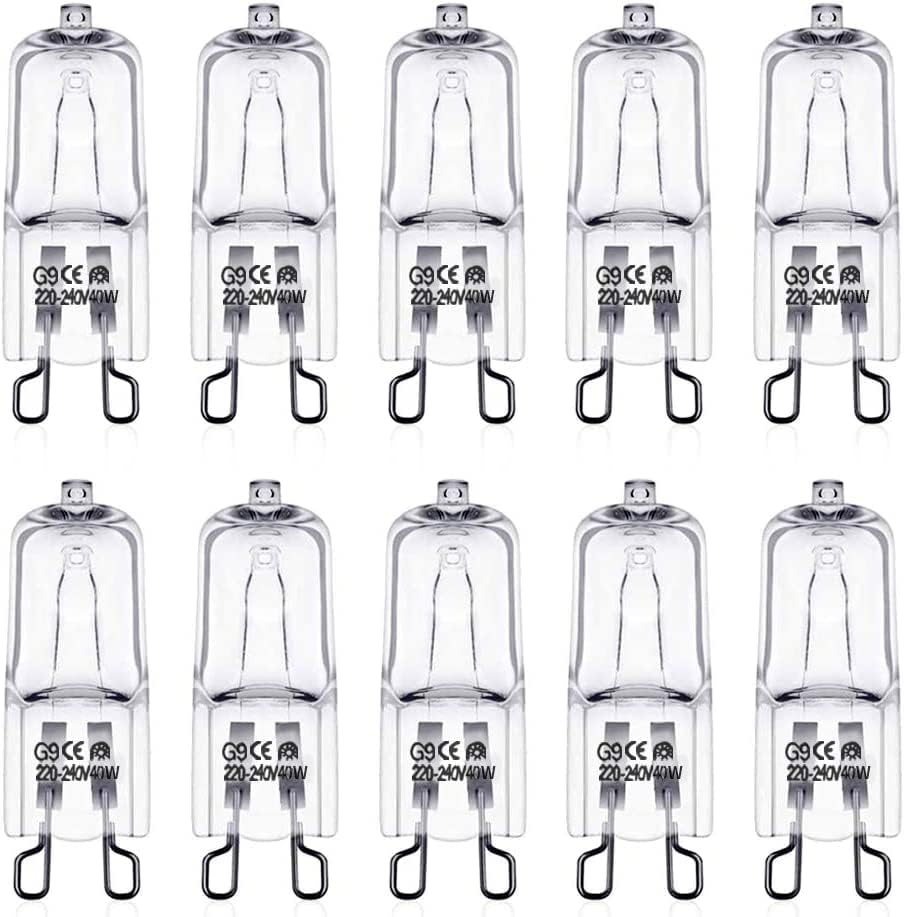 DoRight40W Halogen Bulbs G9 Oven Light Bulbs, 230 V 2700 K Warm White, G9 Dimmable Capsule Light Bulb for Neff/AEG/Smeg/Zanussi/Bosch Ovens, Pack of 10