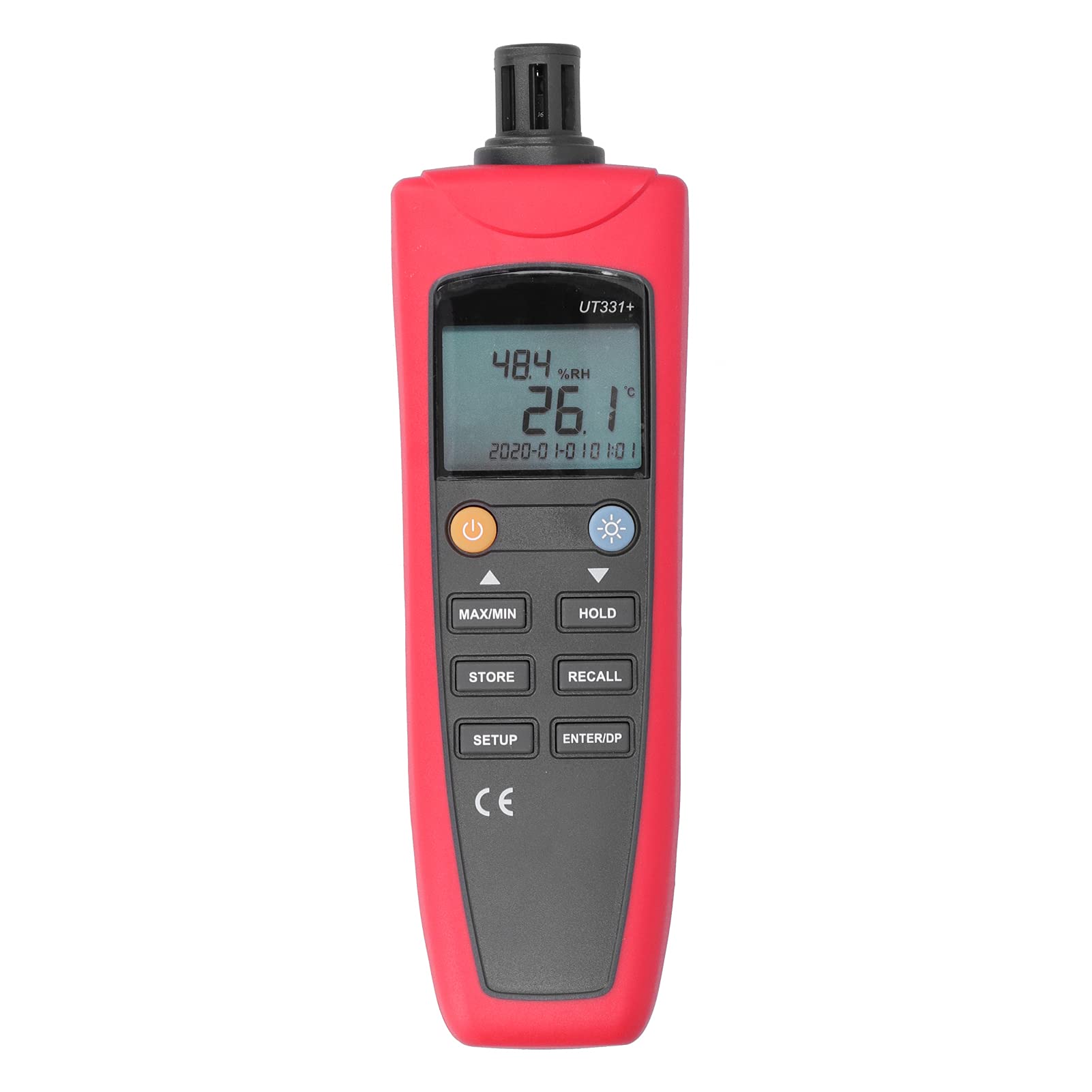 lyrlody Termómetro Digital UT331 Plus Medidor de Humedad y Temperatura ABS Higrómetro de 4 a 158 F con Punto de Rocío Bombilla Húmeda Retención de Datos Exportación USB para Uso en Laboratorio en