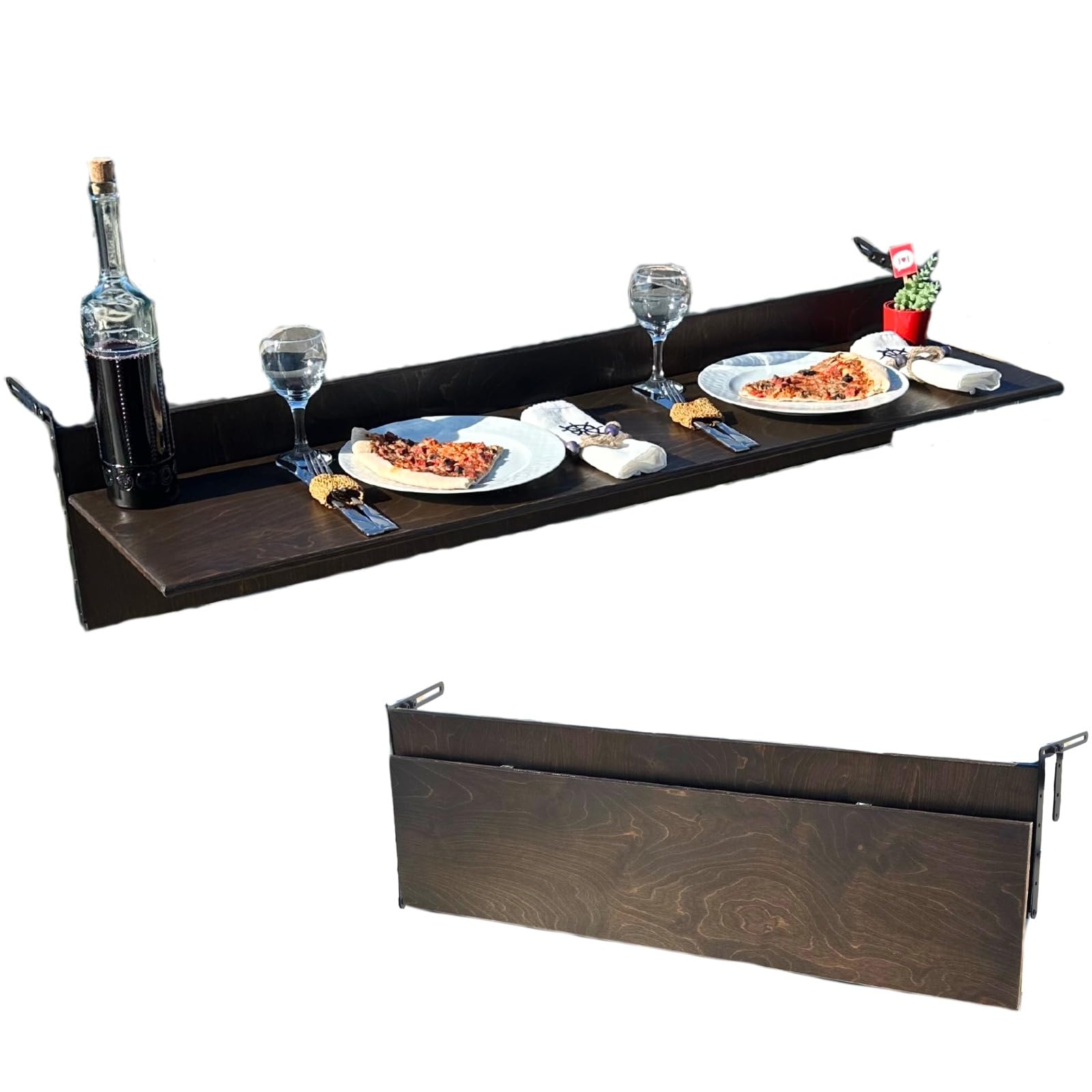 Table Suspendue Pliable Balcon 90x20 Cm – Bois Sapin, Gain De Place, Résistante Intempéries, Idéale Petit Espace !