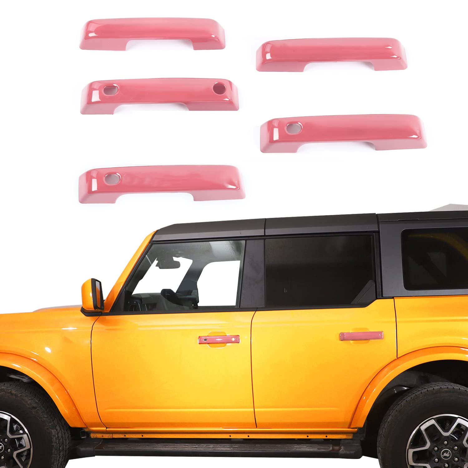 for Bronco Door Handle Inserts Trim Cover, Tailgate Handle Cover for Ford Bronco 2021 2022 2023 Exterior Accessories Pink 5 PCS (NOT for Sport)