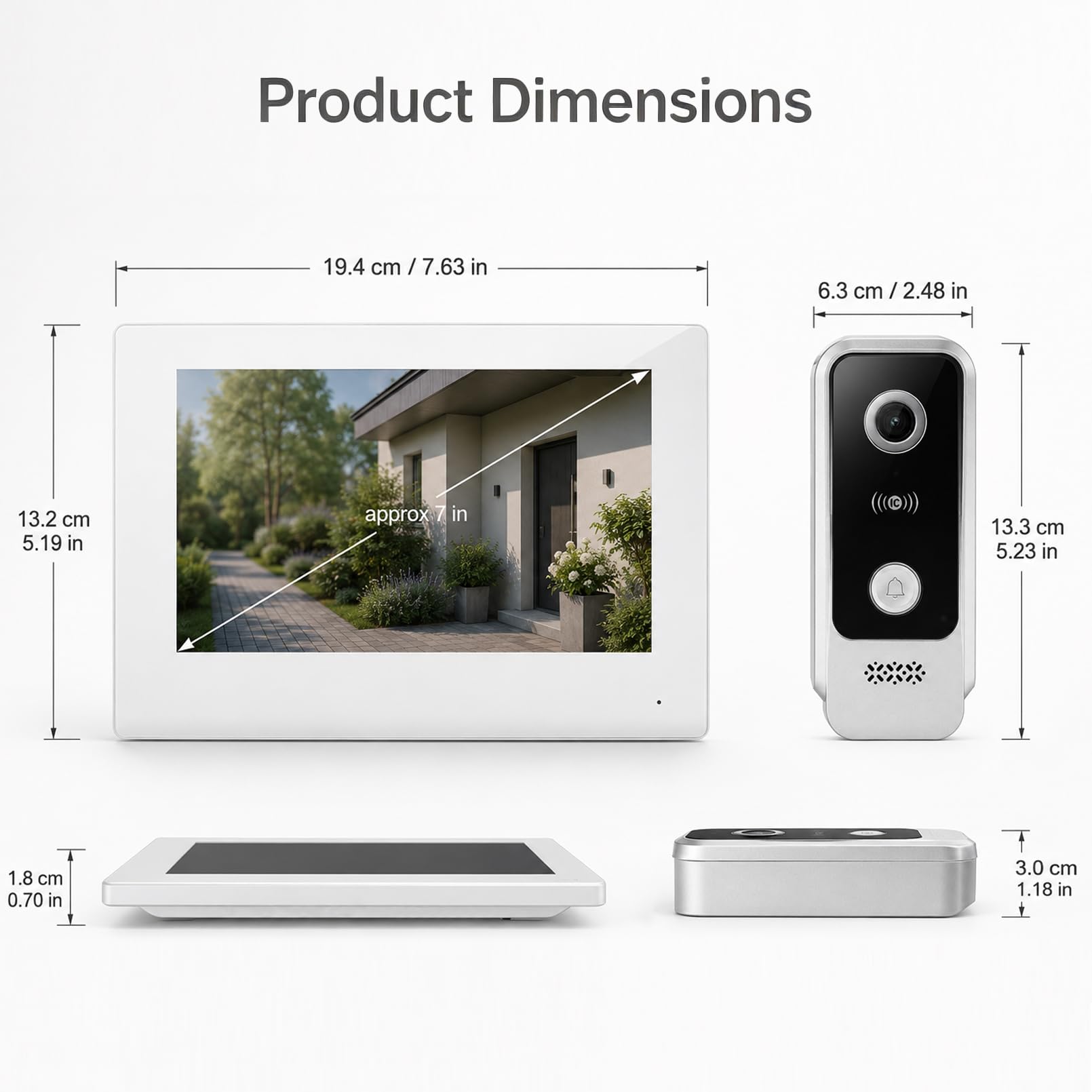 Visiophone Connecté Filaire,Interphone Vidéo 2 Fils Visiophone WiFi,7" Ecran Couleur TFT LCD,1080P Sonnette avec Caméra,Portier vidéo,Déverrouillage à Distance