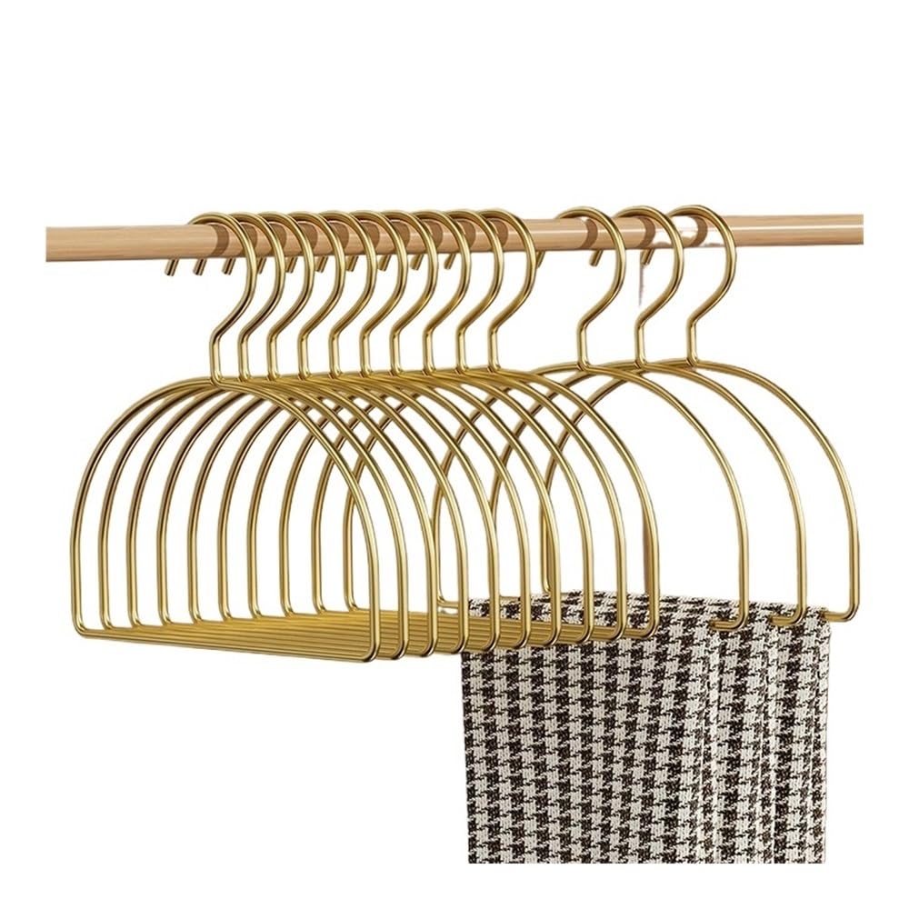 6PCS Pet Clothes Rack Storage Hanger For Pants Towel Tie,Closet Organizer Gold Metal Half Round Scarf Hangers