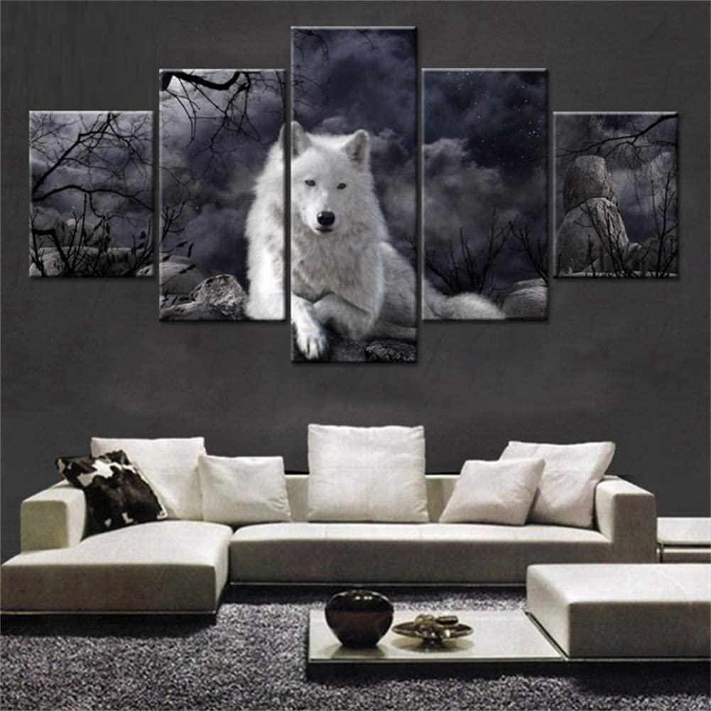 Peinture diamant loup carré 5D kit complet grand format broderie mosaïque