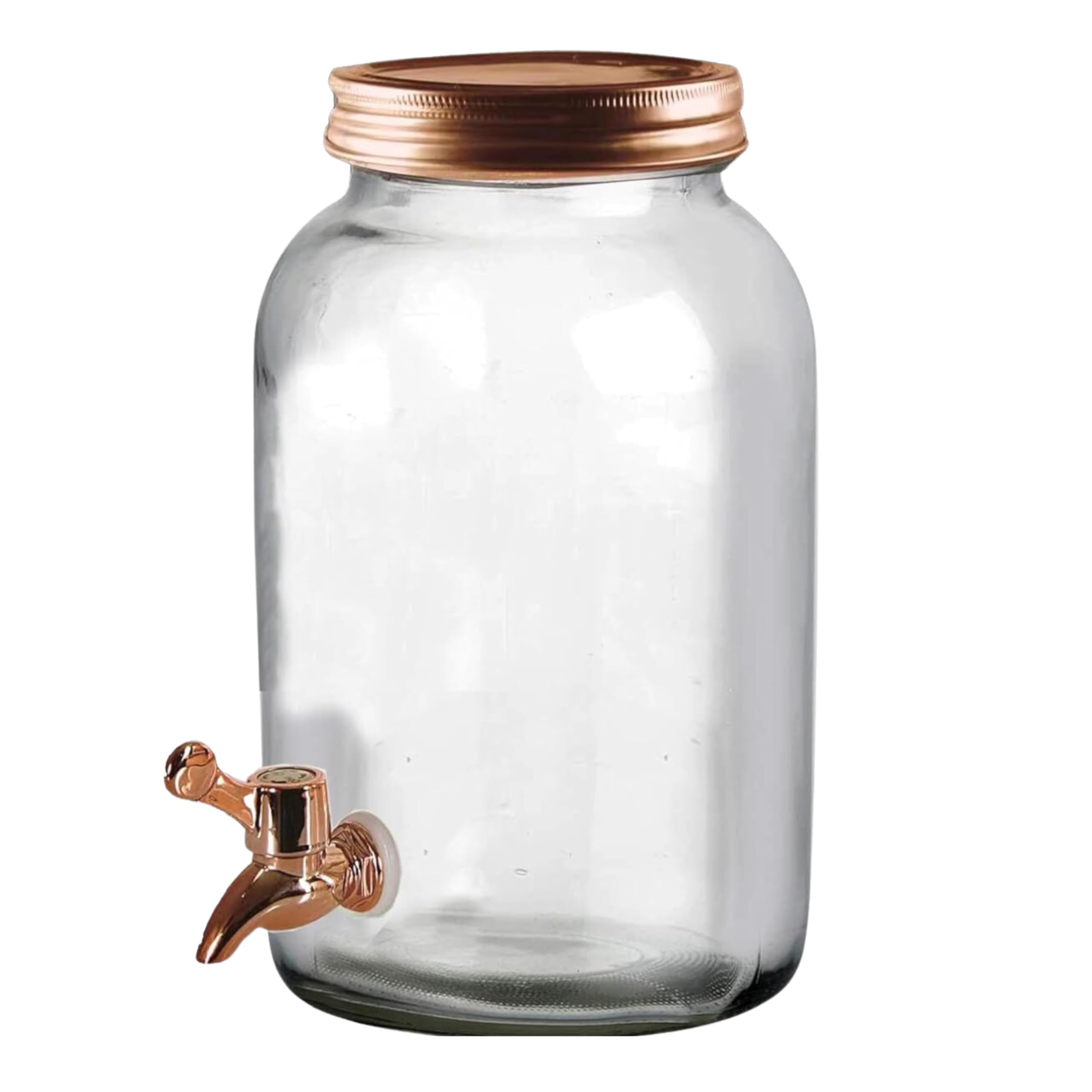 FEELINGS Glass Clear Beverage Dispenser with Tap 3.25L,Gold Lid | Drink Server for Parties, Events & Weddings | Stylish Glass Beverage Container for Cocktails, Lemonade & Iced Tea