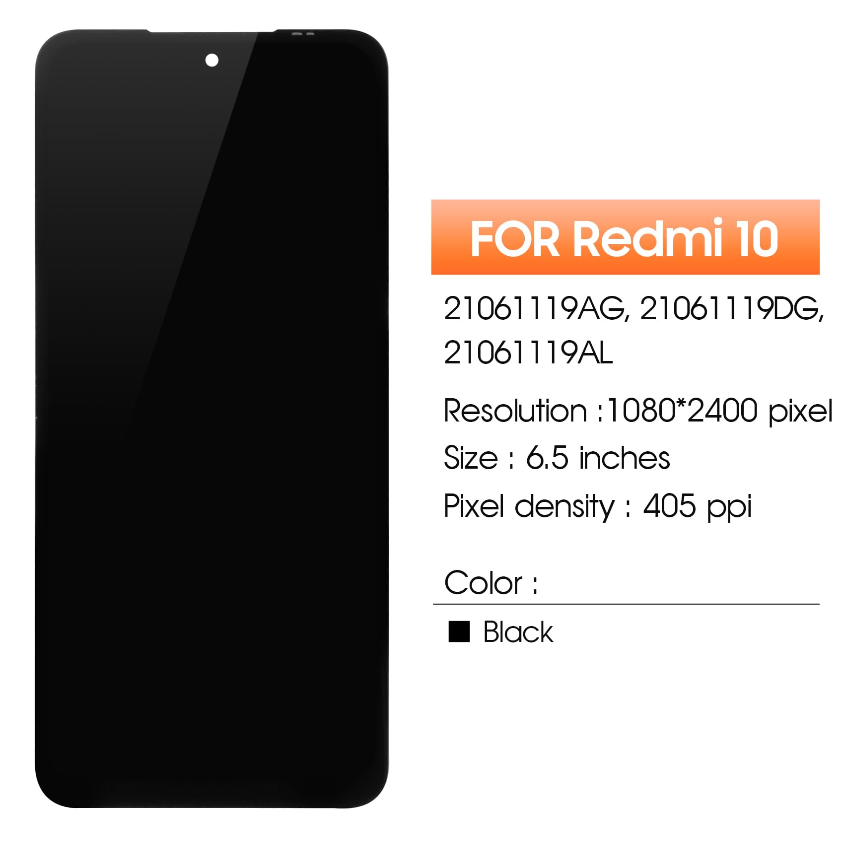 Écran LCD Pour Xiaomi Redmi 10 (2021-2022) - Remplacement écran Tactile Complet, Noir