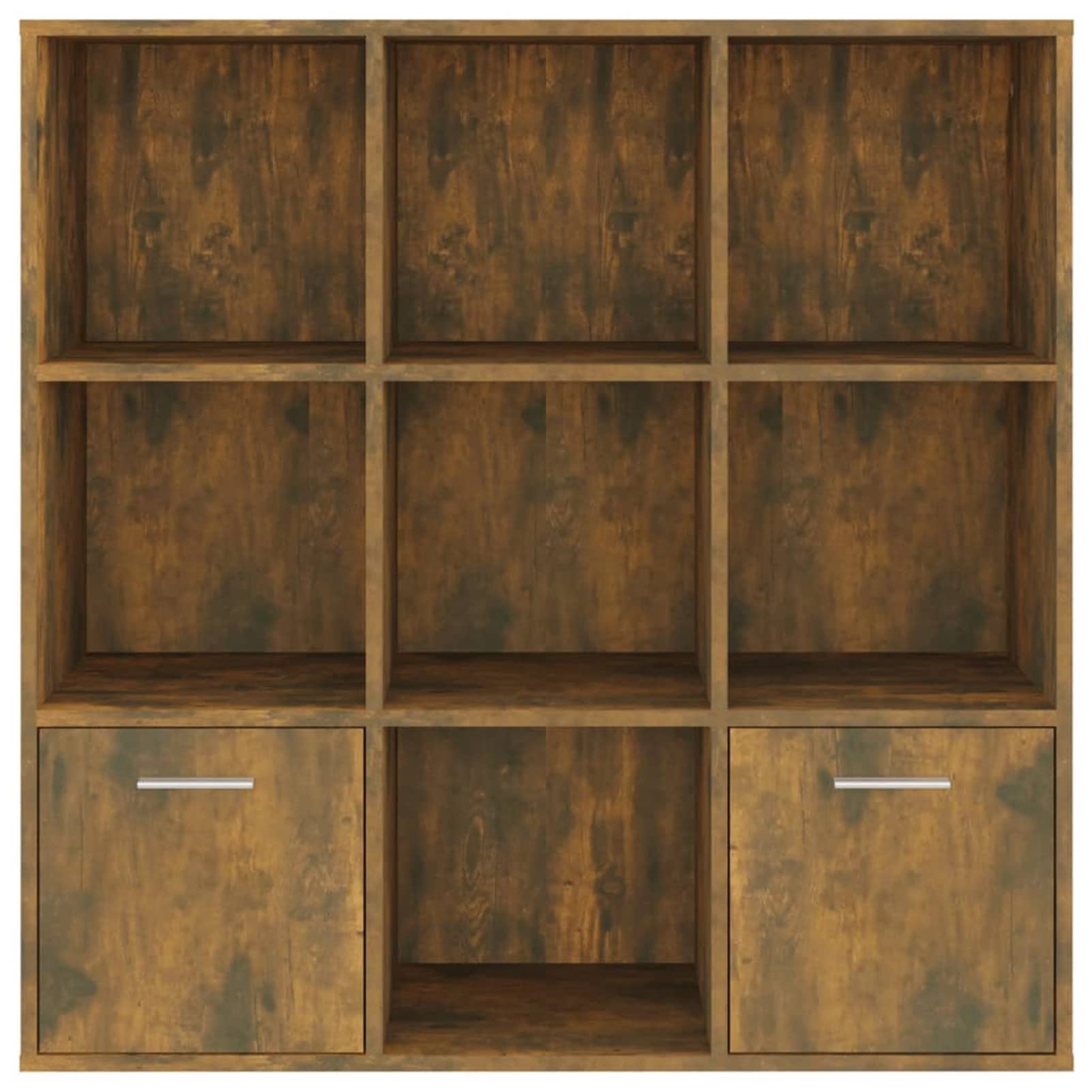 Tidyard Libreria da parete, divisorio per CD, DVD, divisorio con 7 cubi aperti, 2 porte, materiale in legno, legno di incenso, 98 x 30 x 98 cm