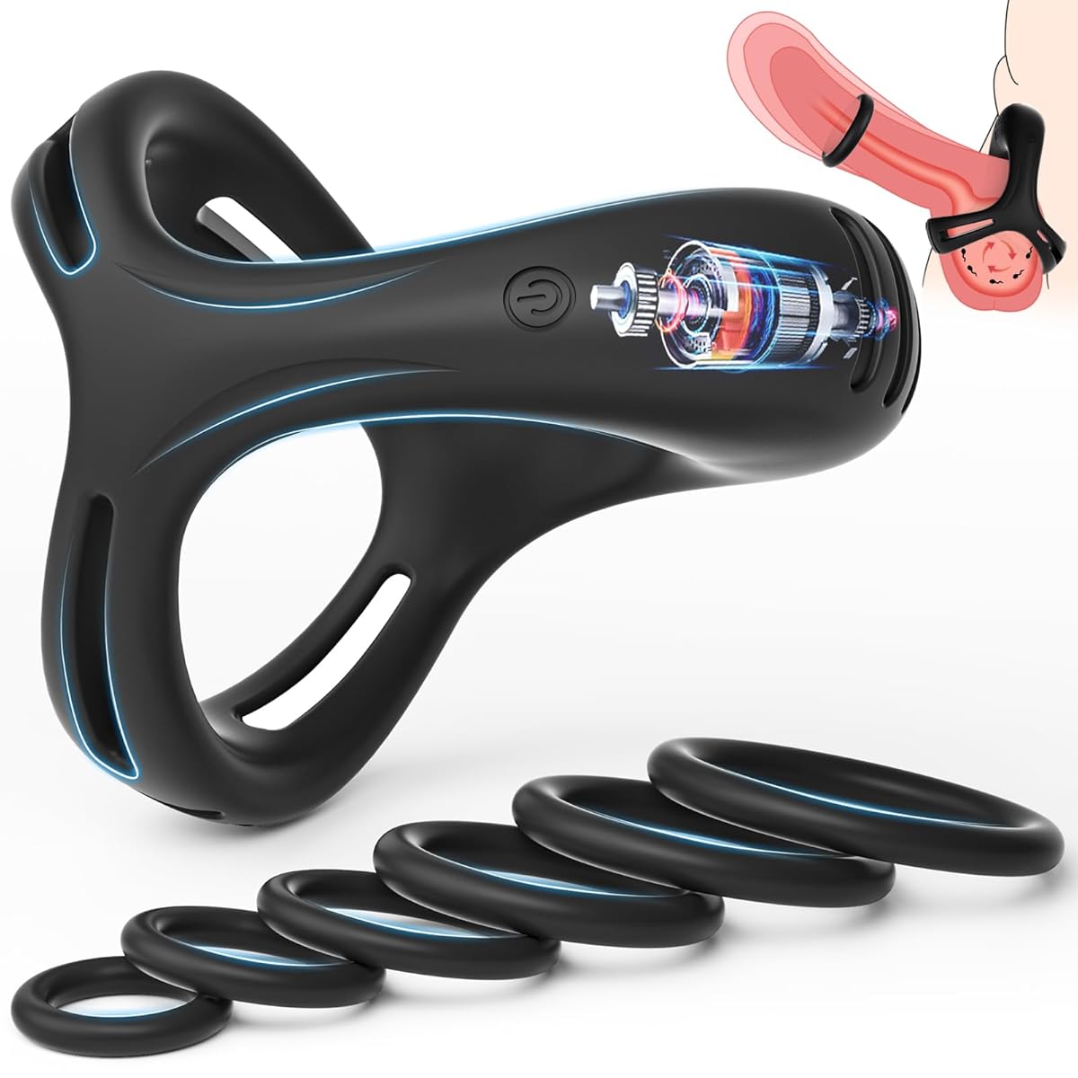 AiFox ペニスリング コックリング ペニスバイブ 10種強力振動 三角リング【竿&玉袋＆根元ロック】締め付け感 ペニス刺激 高弾力 通気性 男性向け カップル神器 シリコン製 防水 USB充電式 大人のおもちゃ アダルトグッズ