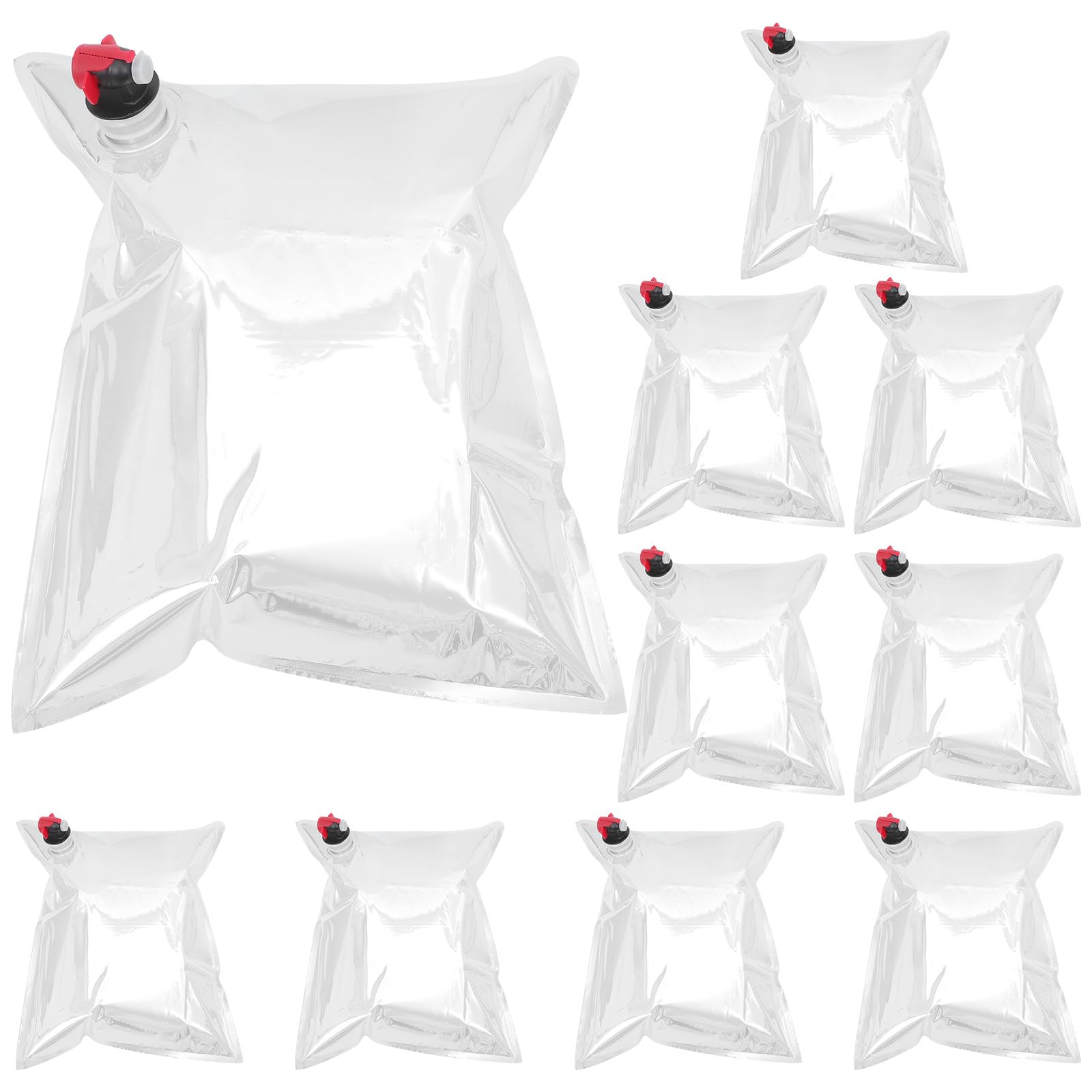 SHINEOFI Lot de 10 sacs distributeurs de vin portables de 5 L avec bec verseur, poches à vin rechargeables pour voyage et stockage de boissons, pochettes pour jus de fruits liquides pour une