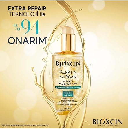 Bioxcin Keratin & Argan Onarıcı Saç Bakım Yağı, 2x150ml, Unisex