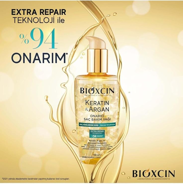 Bioxcin Keratin & Argan Onarıcı Saç Bakım Yağı, 2x150ml, Unisex
