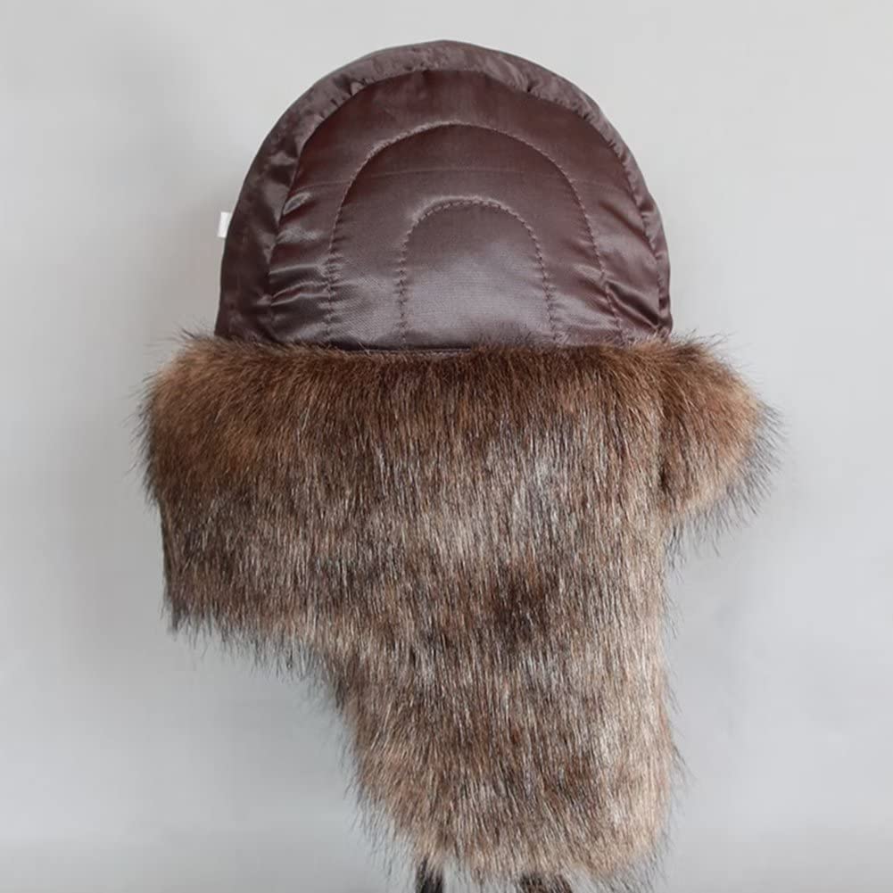 Cappello Unisex Marrone Finto, Cappelli di Pelliccia, Cappello Invernale con paraorecchie Antivento, Marrone-7 3/8-7 5/8,Brown-7 3/8-7 5/8