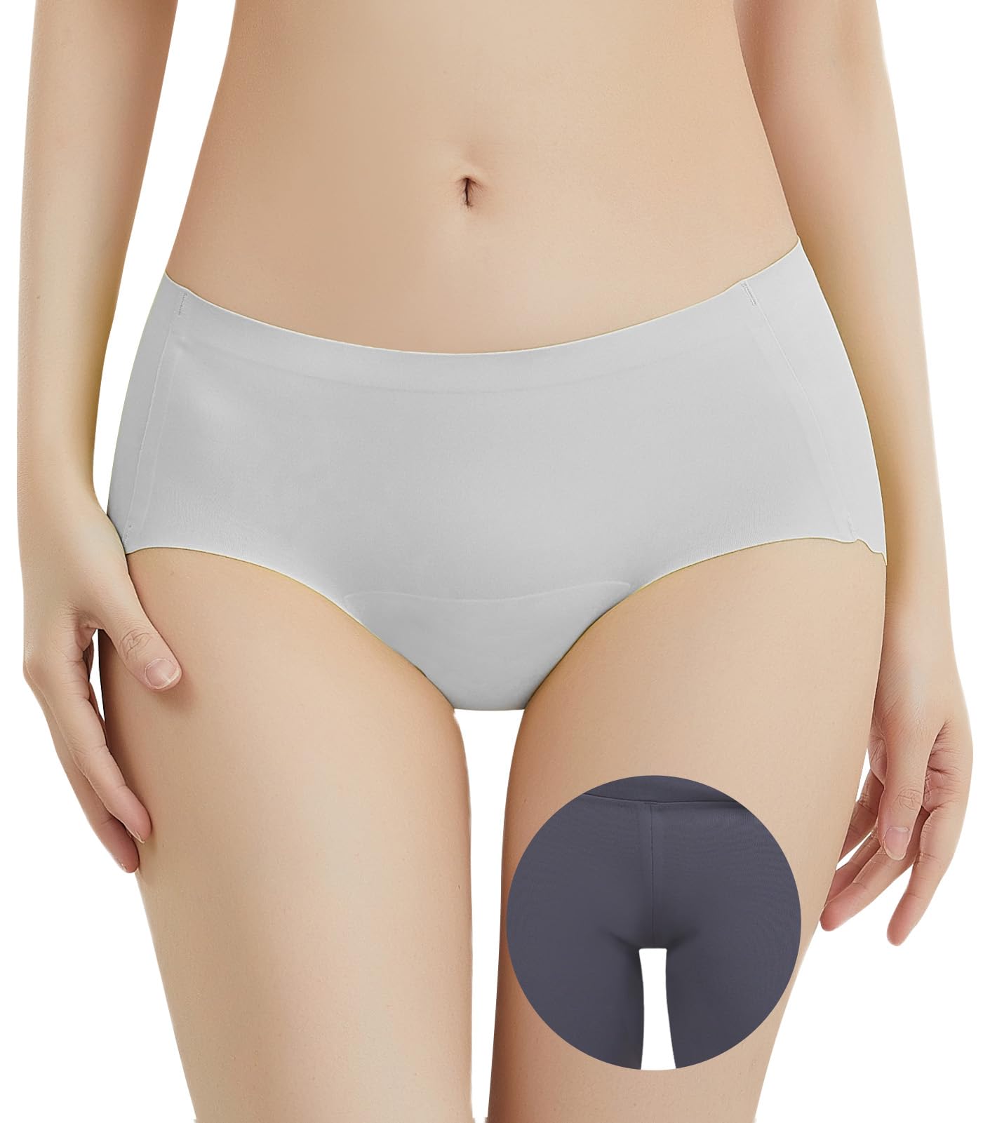 SEAUR Women's Seamless Ice Silk Hipster Panties Soft No Show Stretch Invisibles Gym Underwear to Hide Camel Toe