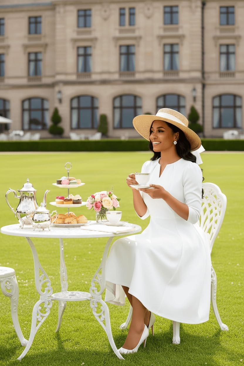 Nmoder Semi Formal Dresses for Women - Work Fit and Flare 3/4 Sleeve A-line Elegant Church Business Dress with Pockets - Image 3