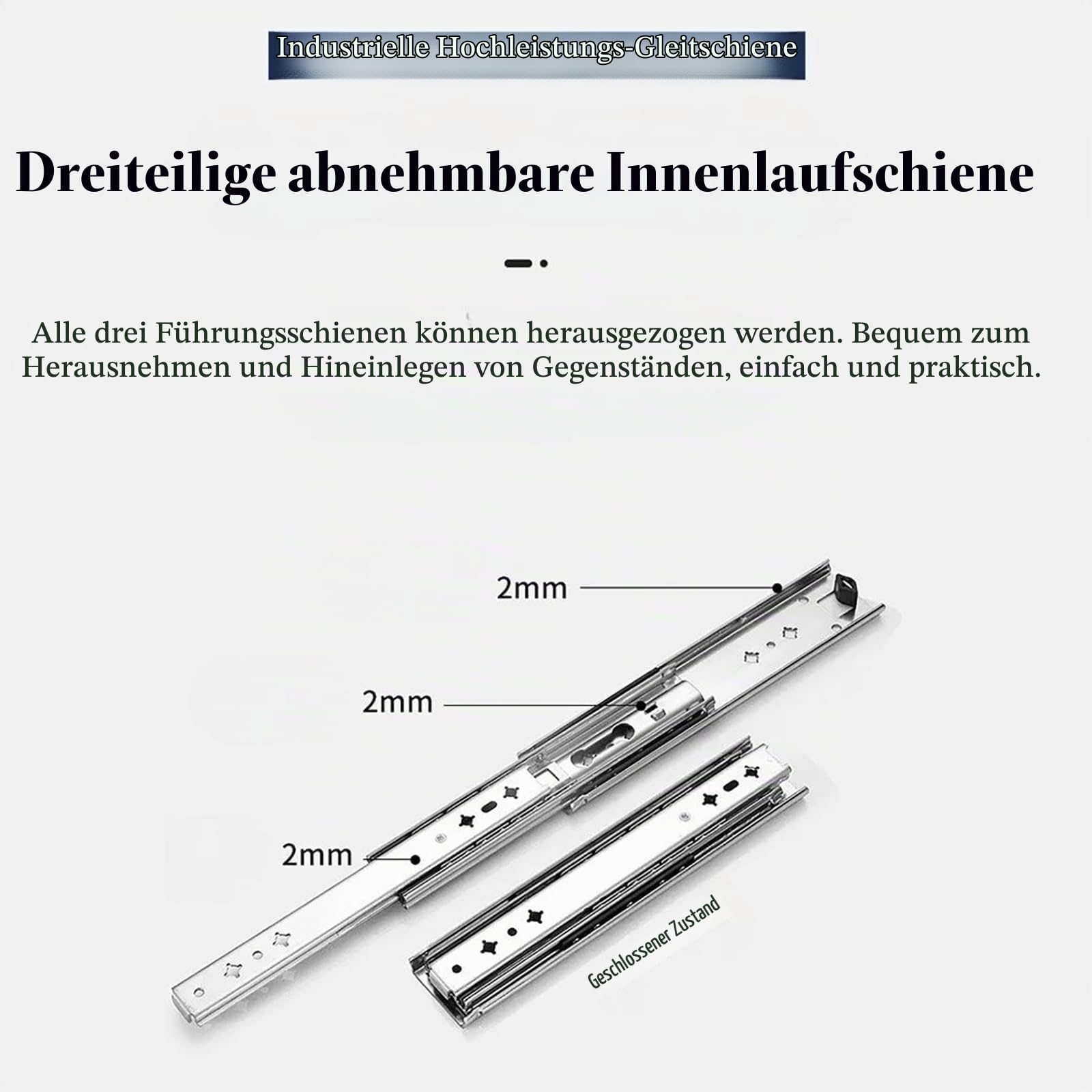 Schienen Für Schubladen,Schwerlastauszug 600mm,24 Zoll,60cm Lang,Mit Schloss,120kg Belastbarkeit,Vollauszug Kugelgelagert,Geeignet Für Schubladen Etc.,1 Paar