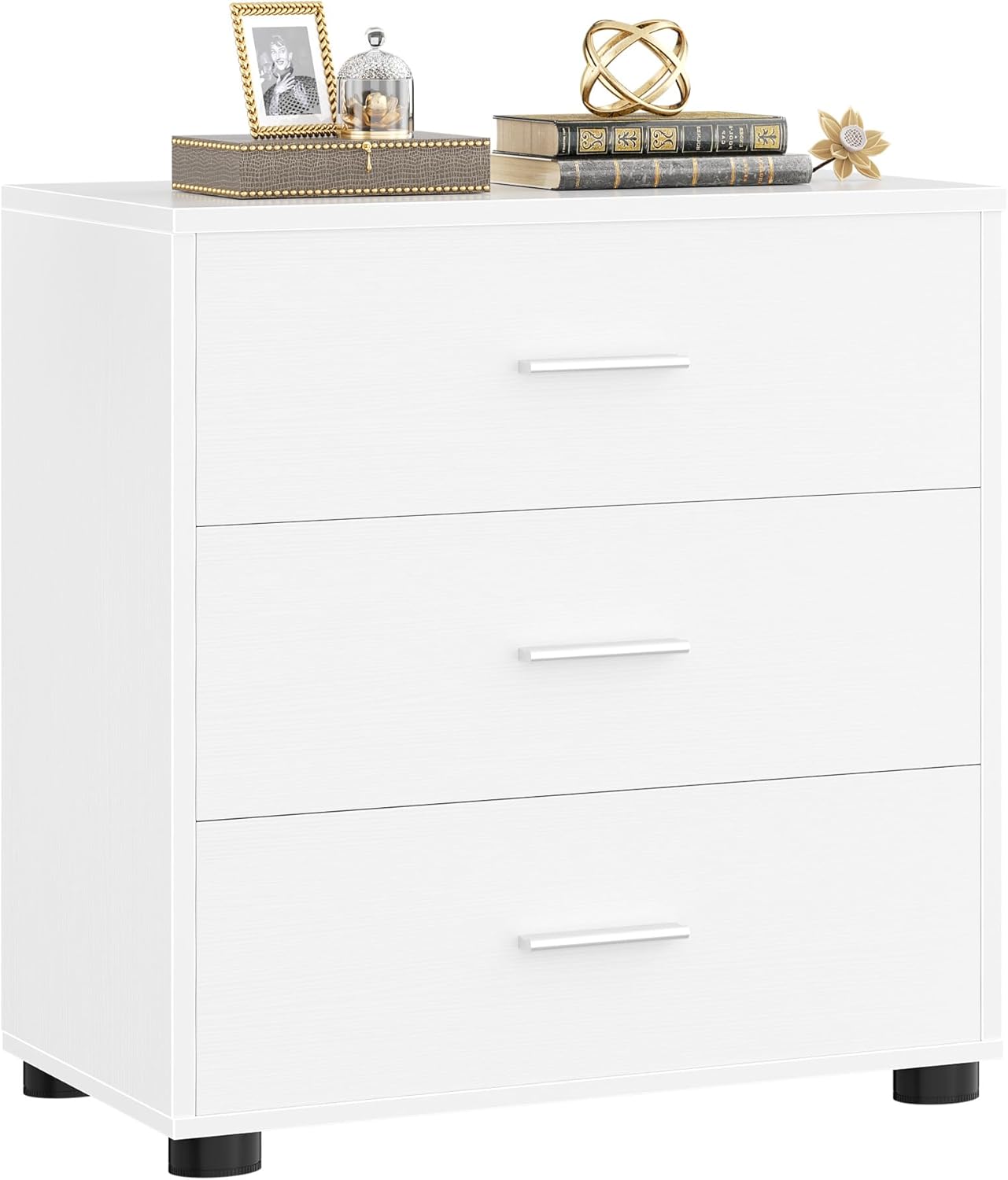 Aheaplus 21.7" Closet Drawers, Wood Closet Organizers and Storage with 3 Drawers, Closet Drawers Organizer System, Nightstands Bedside End Table with 3 Drawers Storage for Bedroom, White