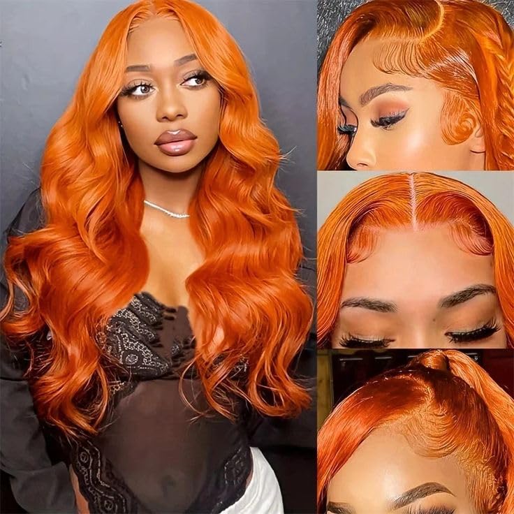 Amazon.com : PIOGH 26 Inch Ginger Wig Human Hair Body Wave  display picture 2