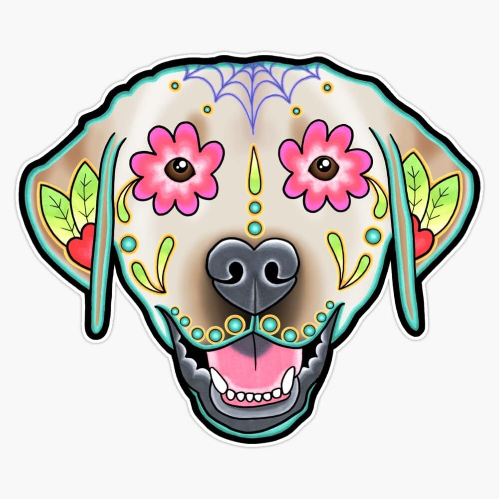 Labrador Retriever In Yellow Day Of The Dead Lab Sugar