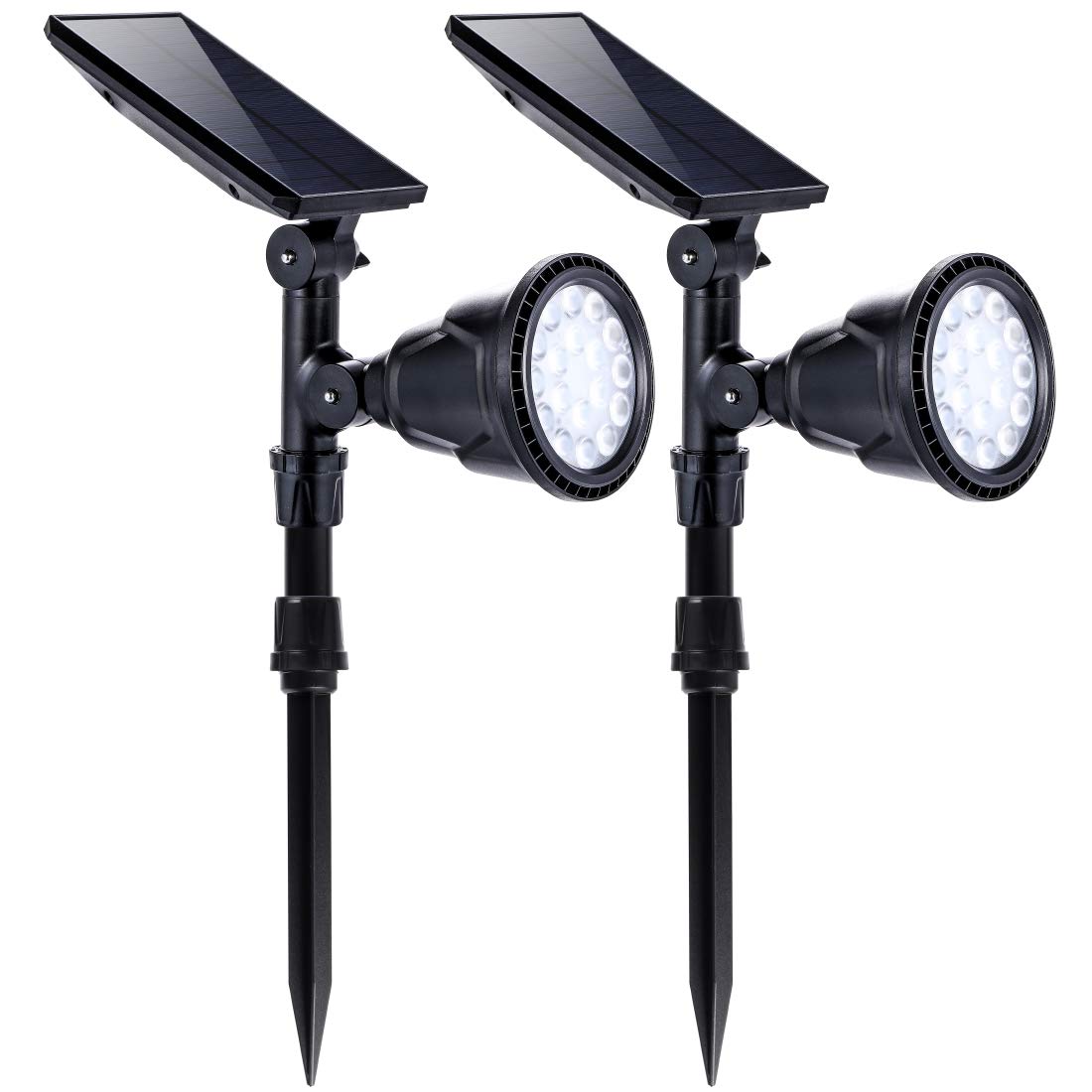 MOLEBIT Solar Spotlights Outdoor 18 LED 300 Lumens Waterproof Adjustable Wall Light for Patio Garden Driveway (2 Pack)(base only)