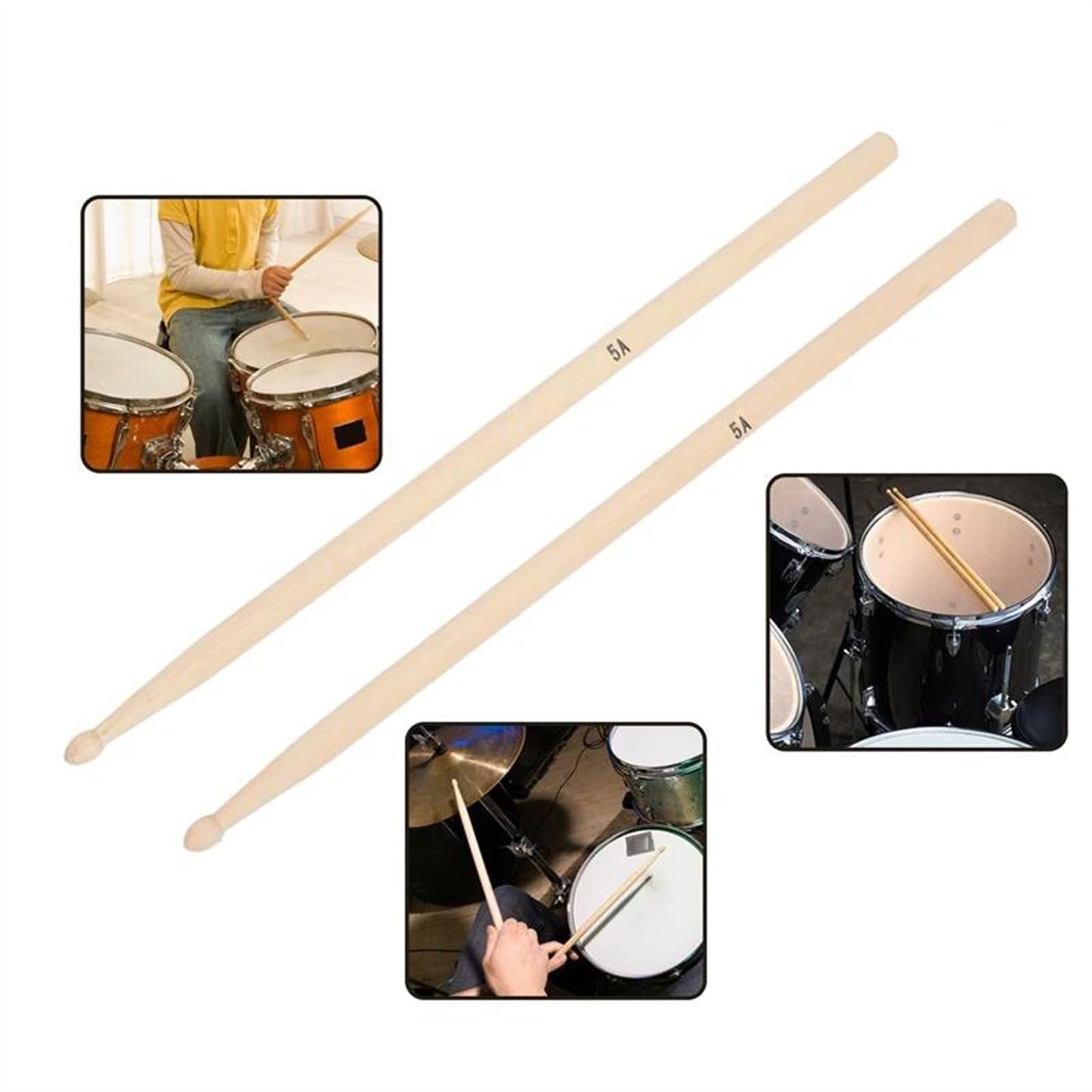 Zestaw Pałeczek Do Bębna Z Drewna Klonowego Z 1 Parą Wysuwanych Szczotek Drucianych I 1 Parą Prętów Szczotek Perkusyjnych Pałeczki Perkusyjne dla Początkujących
