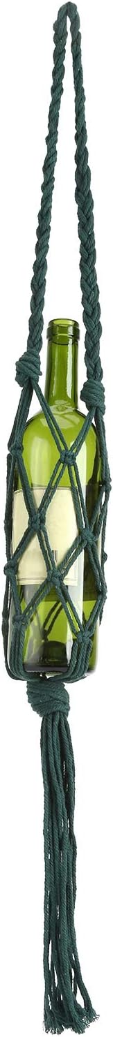 Wine Bottle Holder Net, Bohemian Style Macrame Wine Bottle Carrier Hand Knitting Cotton Rope Bottles Storage Hanging Bag for Wedding Birthday Travel Home Storage(Green)