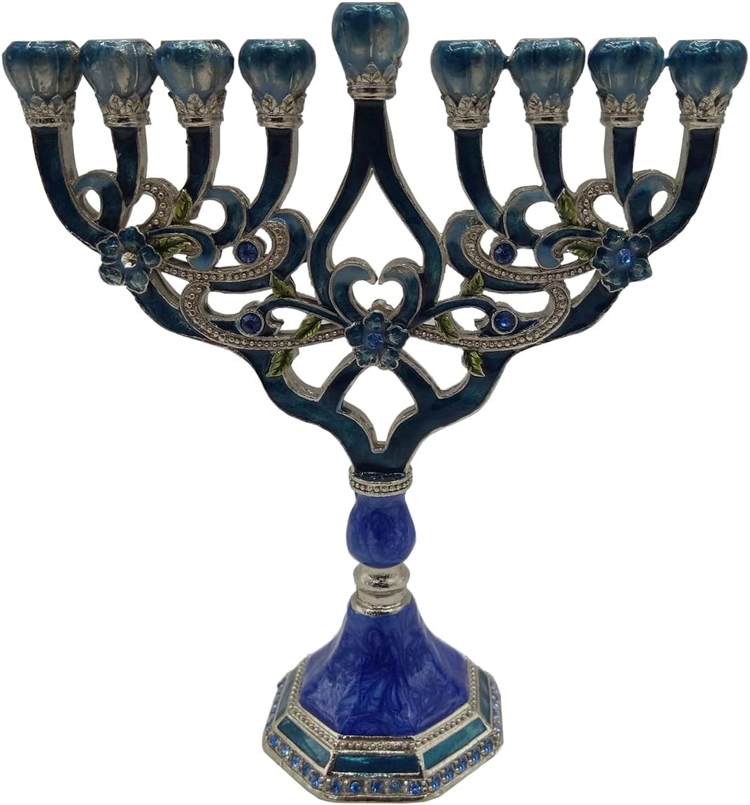 9 Branch Menorah Decorative Hebrew lampstand Menorah for Home Desktop Ornaments Jerusalem Menorah Judaica Souvenir Gift (16 * 14 * 6 cm)