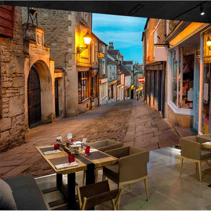 Custom Mural Wallpaper European Italy Street Town Landscape Poster Fresco Restaurant Cafe Backdrop Interior Home Decor
