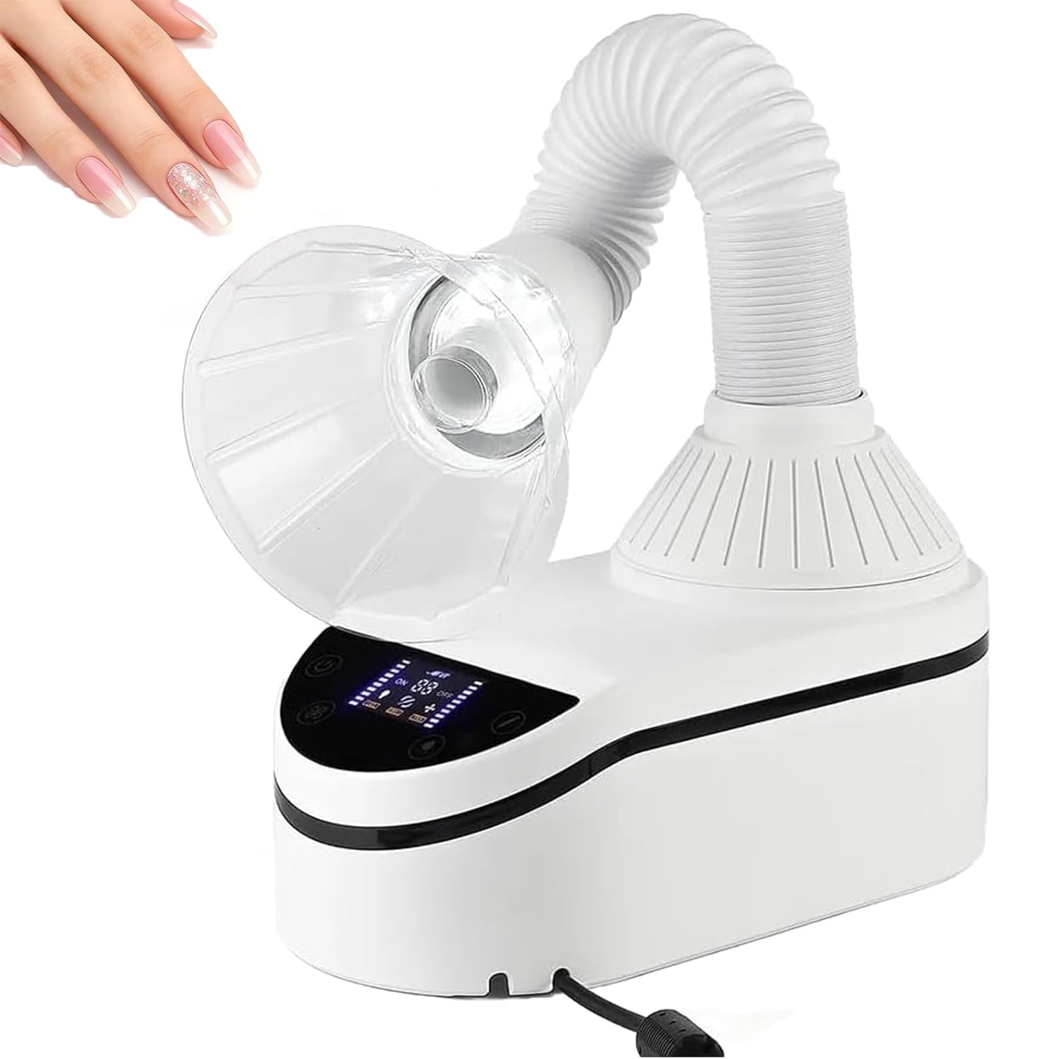 230W Przenośny kolektor pyłu do paznokci ze światłem LED, wąż obrotowy 360, sterowanie dotykowe, filtr do użytku wielokrotnego użytku do profesjonalnego salonu i użytku domowego