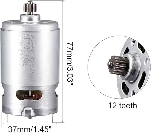 Miniatura 2 de uxcell DC 12V 22000RPM Motor de engranaje eléctrico 12 dientes para varios destornilladores inalámbricos