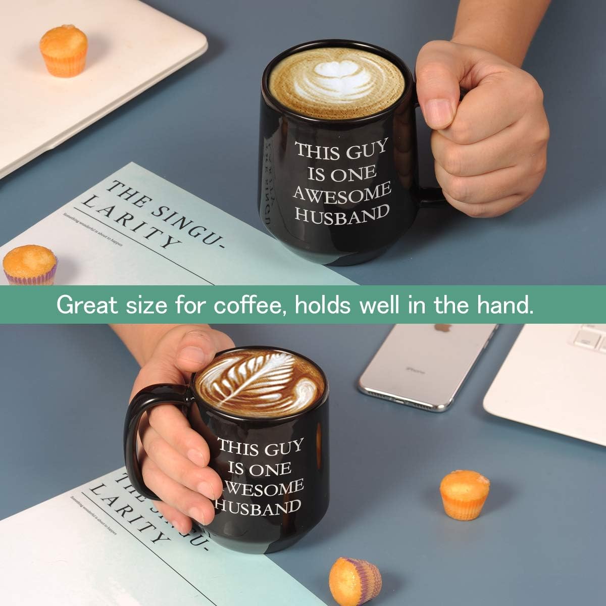 Miicol Funny Coffee Mug 16 oz, Black Coffee Cup, Large Ceramic Tea Mug, Gift Idea for Men, Husband, Flat Bottom Tea Cup, Unique Gift for Birthday, Christmas - Image 5