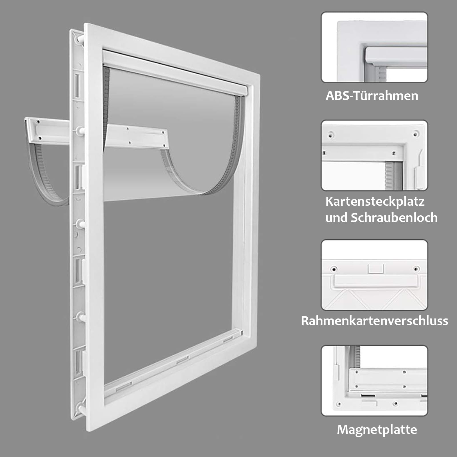 CEESC Große Hundeklappe mit weicher, transparenter Magnetklappe und einrastbarer Verschlussplatte, Premium-Haustür aus PVC-Kunststoff für große Hunde (XL, Weiß)