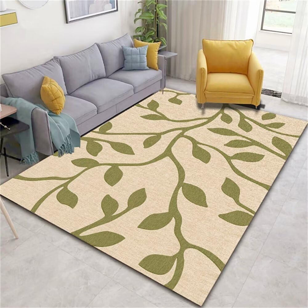 Tapis accessoires personnalisables motif feuilles vertes art déco