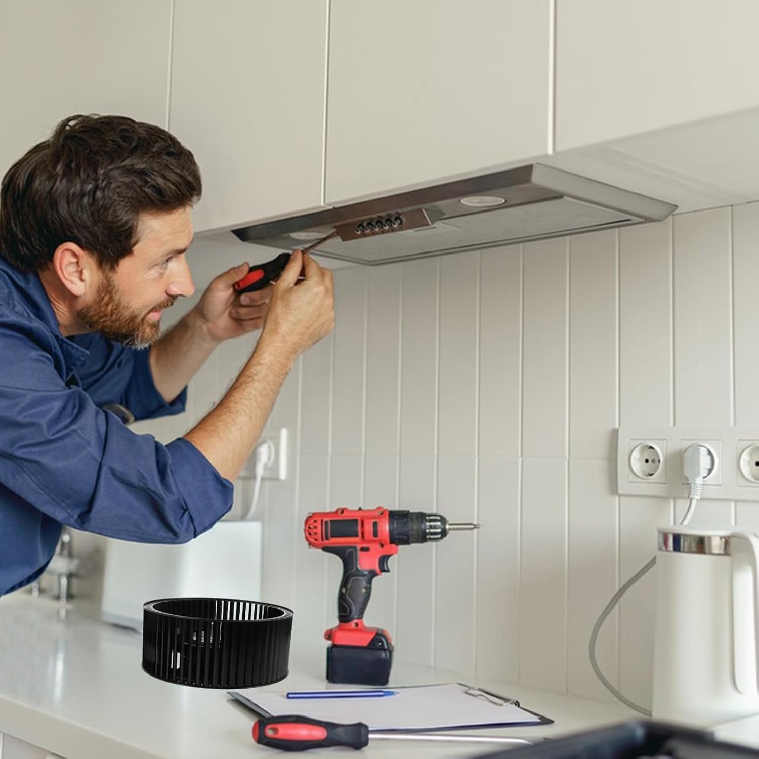 Angoily 2pcs Range Hood Wind Wheel Exhaust Fan Motor Replacement for Kitchen Hoods Compatible Various Models Low Noise Efficient Ventilation Easy Installation Versatile Fit