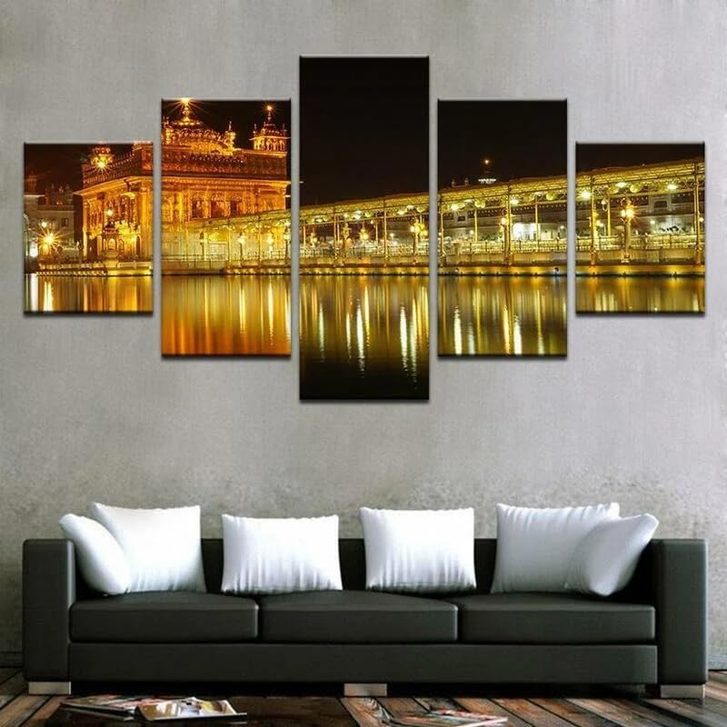 Poster mural 200x100 cm du Temple d'Or, polyptyque en 5 parties pour une décoration intérieure
