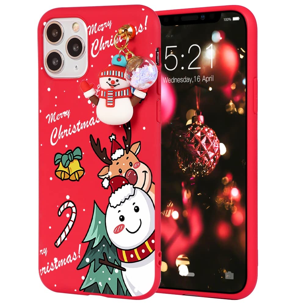 Yoedge Cover per Apple iPhone 11 6,1 Pollici, Custodia Natale con Bambola Pupazzo di Neve Palle Motivo Natalizio Ultra Sottile Morbido Silicone Antiurto Protettiva Case per iphone11, Natale 05