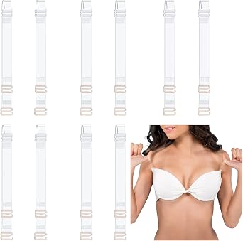 iMuchic 5 Pairs Clear Bra Straps Adjustable Invisible Bra Straps Transparent Bra Straps Non-Slip Shoulder Strap for Women