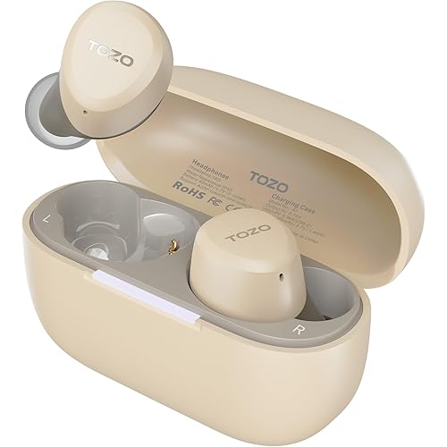 TOZO A1 2024 New Upgraded Wireless Earbuds, Bluetooth 5.3 in Ear Headphones Light-Weight, Support APP EQ Setting, Stereo Sound Headset Longer Playback with Charging Case Waterproof, Khaki