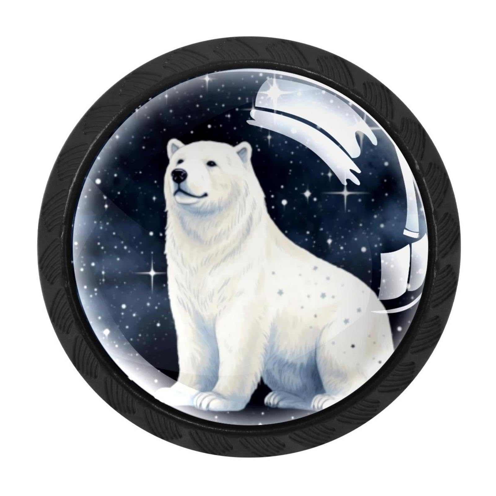 CHENZZZZ 4 Pack Starry Polar Bear Kitchen Cabinet Knobs Drawer Knobs Door Dresser Handles for Personalized Gifts Great for Any Occasion