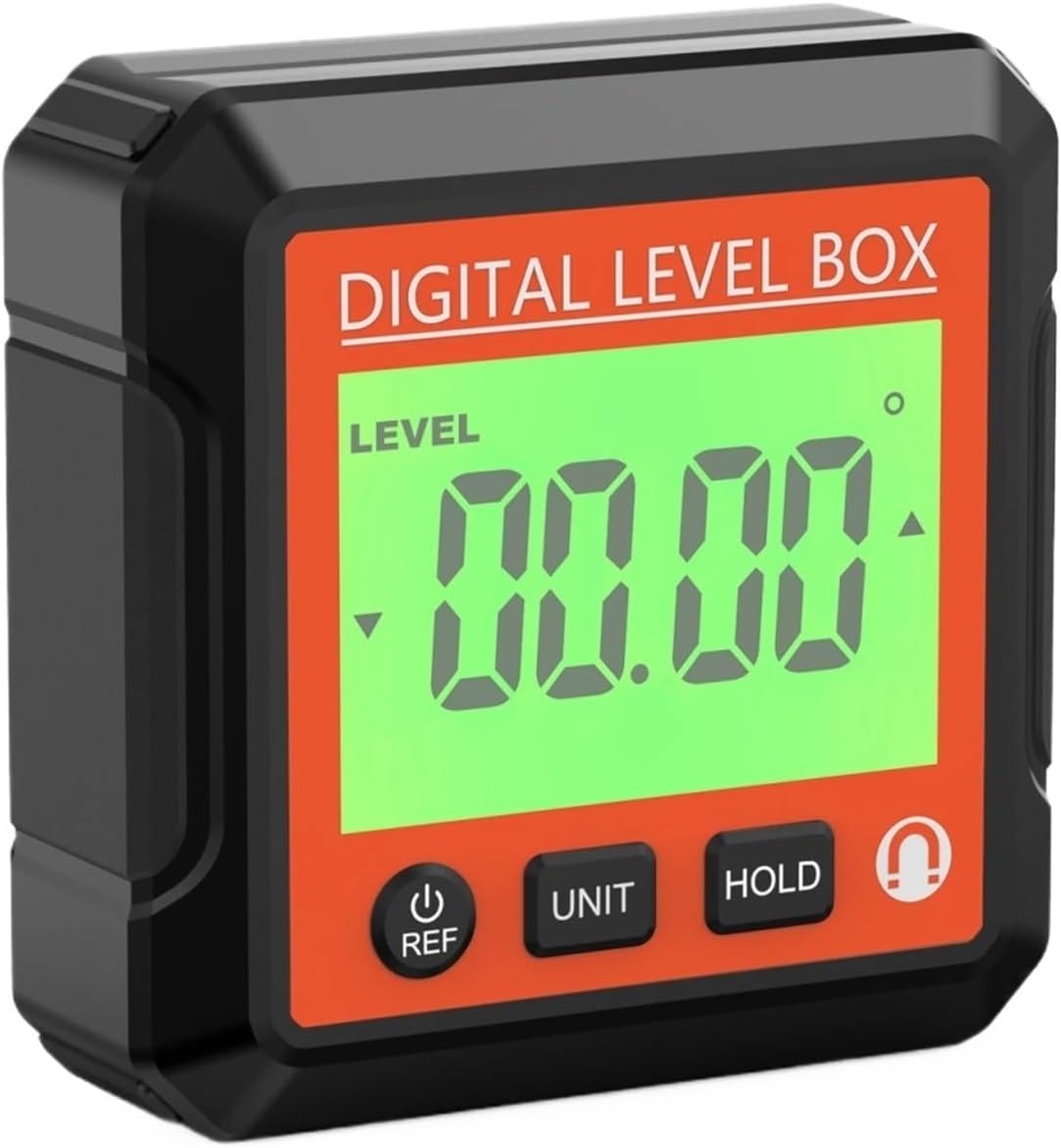 Woodworking Protractor, Magnetic Digital Level Angle Finder LCD Backlight Meter Inclinometer 4 * 90° Magnet Protractor Box For Woodworking,Angle Measuring Tool(Red)