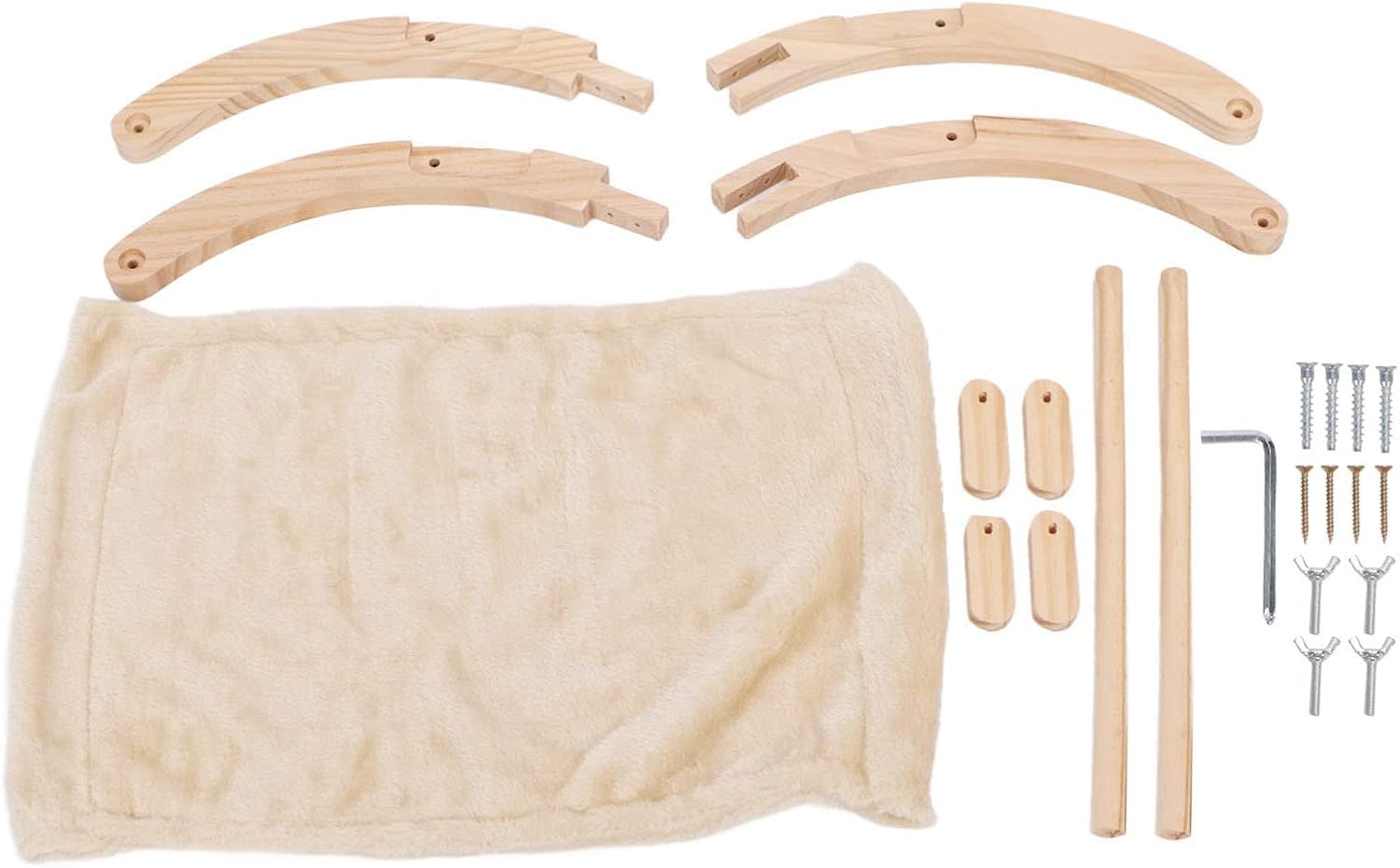 Pilipane Wooden Cat Hammock Foldable Removable Breathable Slip Resistance Elevated All Seasons Cat Swing Bed for Cats Puppies Pine Material 55x41x22cm