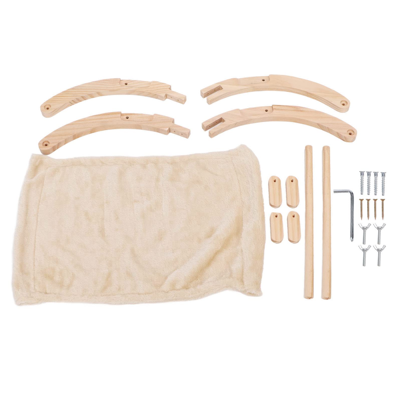 Hamac en bois pour chat Pilipane en pin naturel avec lit suspendu amovible