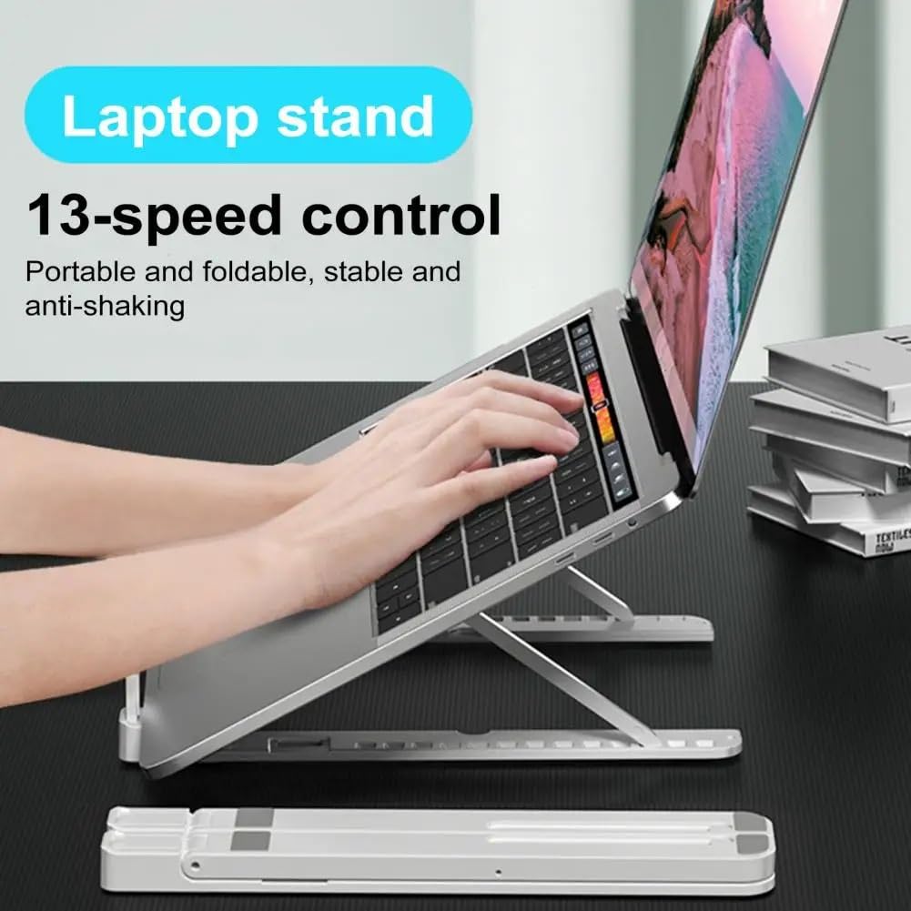 Laptop Cooler Podkładka chłodząca pod laptopa Ergonomiczny Stojak Na Laptopa Z Wentylatorem Przenośny Wspornik Pionowy Z Regulacją Wysokości Zapewniający Wysoką Stabilność W Pracy(White)