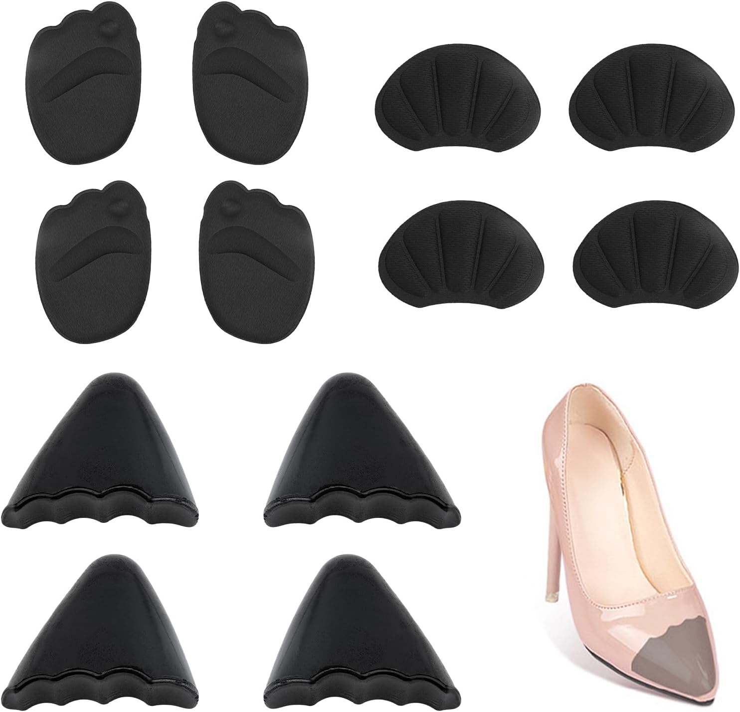 6 Pairs Shoe Filler Heel Inserts for Women,Toe Cushion