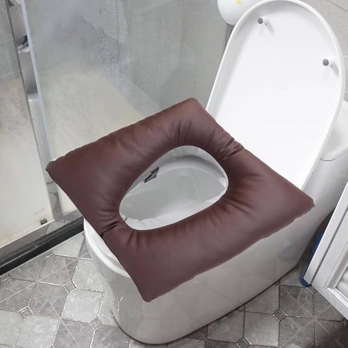 Almohadilla Elevadora Impermeable para Asiento de Inodoro con Superficie de Cuero PU y Correas de Velcro, Acolchonada y Cómoda para Asistencia a Ancianos miniatura 5