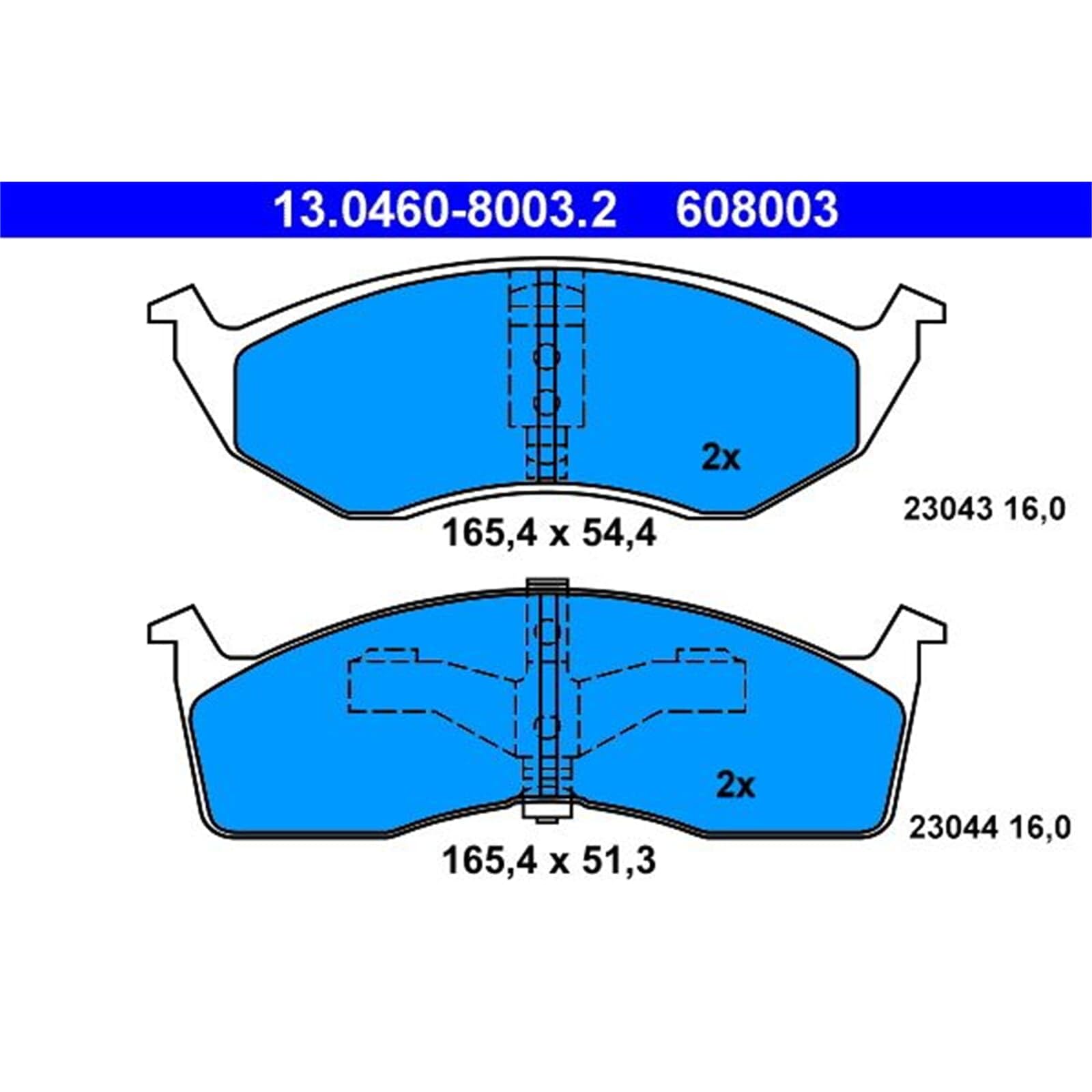 ATE 13.0460-8003.2 komplet klocków hamulcowych, hamulców tarczowych