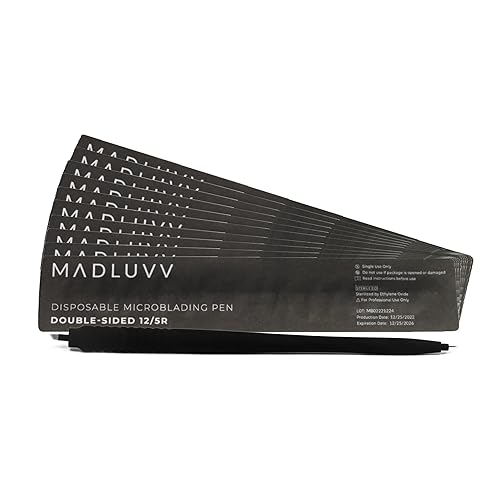 MADLUVV V 2 en 1 micro pluma estéril para cejas profesional artística, micro trazos y sombreado de primera calidad, bolígrafos desechables de doble